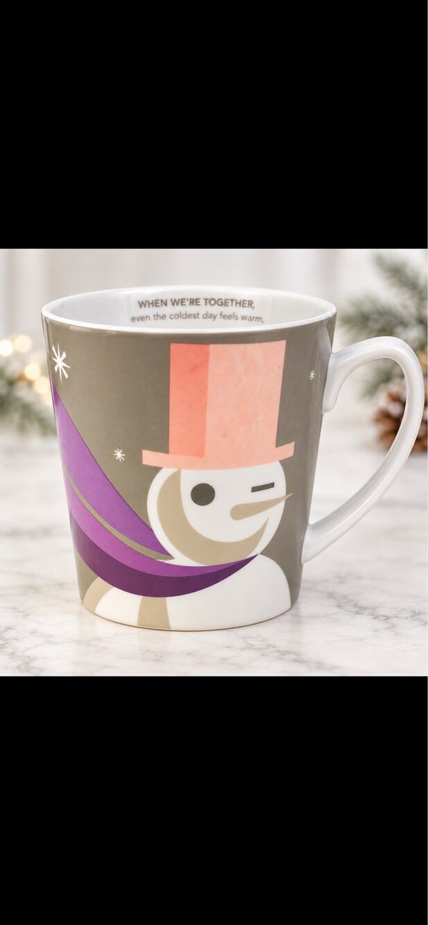 Starbucks 2011 Winking Snowman Mug 16 oz Purple Scarf Christmas Holiday Cup